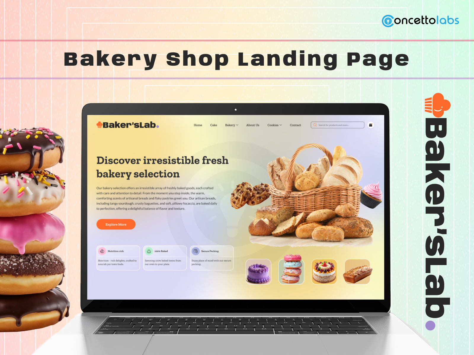 Bakery Shop Landing Page animation bakery bakery shop landing page bakery webdesign bakery website baking bread cake cake shop cookies dessert farzan graphic design new page pastry sweet ui web site website design