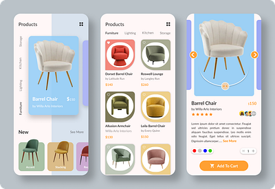 "Minimalistic E-Commerce Furniture App UI Design 🌟" appdesign cleanui dribbbleshots ecommercedesign ecommerceui furnitureapp furnitureshopping furnitureui interactiondesign minimaldesign mobileappui mobiledesign moderndesign productcard productpage shoppingapp uiinspiration uiuxdesign userinterface visualdesign