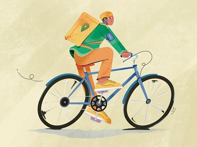 Bicycle Delivery Service Illustration bycicle delivery food green hand illustration speed ui ux