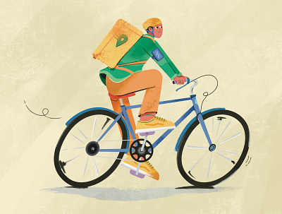 Bicycle Delivery Service Illustration bycicle delivery food green hand illustration speed ui ux