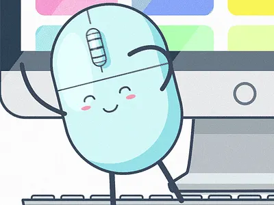 Happy mouse ! 2d after effects animation character computer illustration loop motion design mouse screen