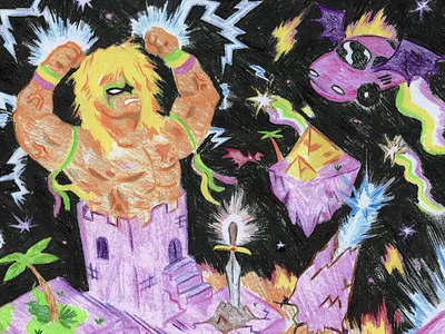 The Ultimate Warrior handmade illustration