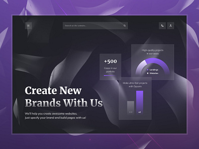 New Page for Squarix Project blog branding cta dark design features gallery header hero landing modern ui search squarix system ui ui design ux violet web website