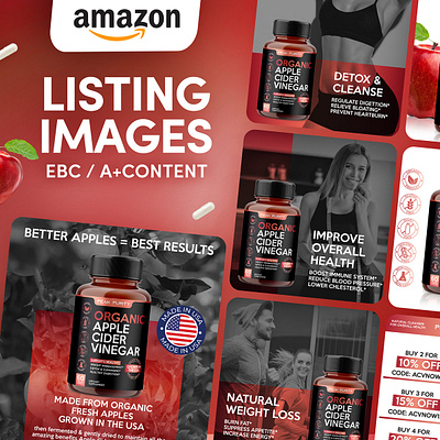 Amazon Listing Infographic Images | AVC Supplement amazon a amazon ebc amazon listing amazon product apple cider vinegar avc listing design listing images product infographic supplement