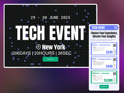 A Tech Event Conference Framer Landing Page animation event landing page framer landing page marketing event offline event schedule tech event ui website design