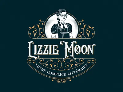 Lizzie Moon - Logo book books dark academia design illustration logo vintage