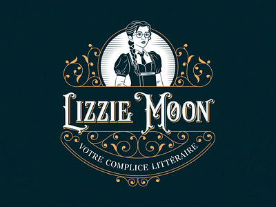 Lizzie Moon - Logo book books dark academia design illustration logo vintage