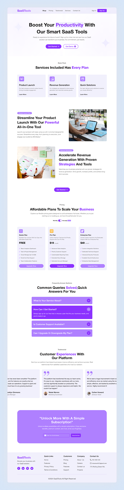 Saas Landing Page Design creative interfaces elegant design figma landing page desing modern ui ui user focused ux ux excellence