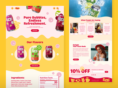 Probiotic Soda branding canada dry coca cola colourful drink fun style graphic design landing page logo mineral water packaging pepsi polar seltzer product page soda sparkling watter sprite ui ux watter