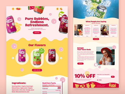 Probiotic Soda branding canada dry coca cola colourful drink fun style graphic design landing page logo mineral water packaging pepsi polar seltzer product page soda sparkling watter sprite ui ux watter