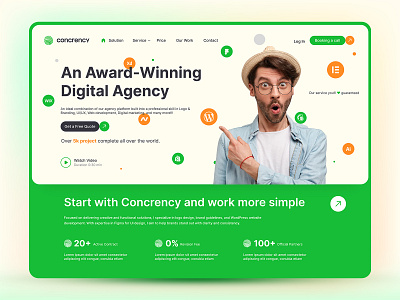 Website UI Design - Digital Agency agency website digital agencu elementor figma green agency green vibe marketing agency web design web ui website design website ui website user interface