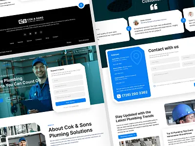 Website UI - Cok & Sons - Plumbing Service blue figma plumb plumber plumber website plumbing plumbing service website plumbing web design plumbing website plumbing work plumbing worker web design website website design website for plumbing website ui worker