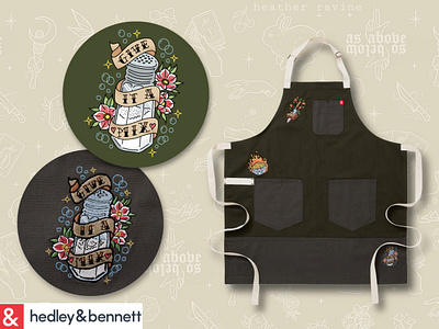 Hedley & Bennet apron apron design bold design branding chef cohesive collaboration concept art creative direction embroidery flames limited edition design mac and cheese tattoo design tattoo style tattoos typography visual identity