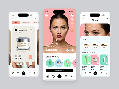 Apps UI Design - Organic Skin Care app design apps ui beauty app organic organic skin care organic skin care product skin care skin care apps skin care product ui design