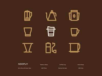 Ngopuy - Icon Set branding design icon icon design iconography line icon logo ui