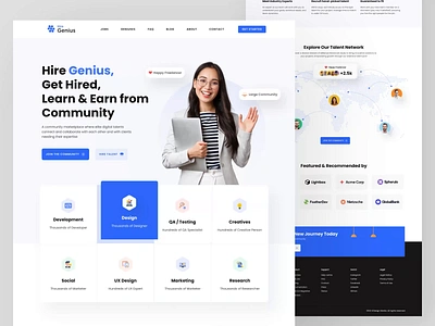 Hire Genius - Digital Learning Platform Website dashboard e commerce education elearning icons landing page learning platform website mobile app online education startup teaching ui ux web