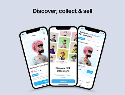 NFT Marketplace - Mobile UI Design branding figma graphic design illustrator mobile design nft ui