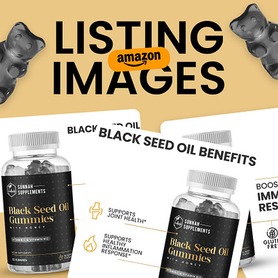 Amazon Listing Infographic Images | Black Seed Gummies a content amazon a amazon ebc amazon listing ebc design enhanced brand gummies listing design listing images product infographic