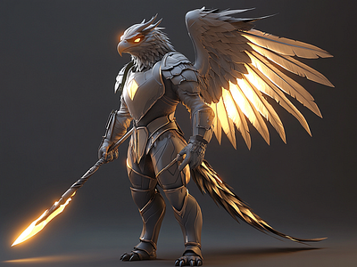 Flamewing Protector 3d 3d modelling 96pj5x8 blender cgi character design divine fantasy glowing light wings