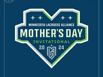 MLA Mother's Day Invitational badge badge logo brand identity branding event logo heart lacrosse logo logo design minnesota mothers day sports sports logo tournament