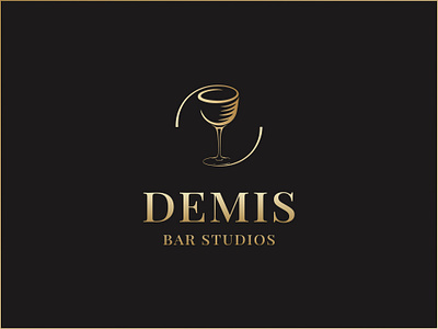 Bartender Logo Design | Demis Bar Studios bar logo bartender logo brand identity cocktail glass logo iconic logo minimalist iconic logo novel rh novelrh wine glass logo wine logo