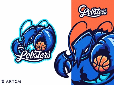 Lobsters mascot gaming logo design art3m art3m studios basketball basketball logo basketball team logo branding esport esports logo homards illustration lobsters lobsters logo logo logo design mascot mascot logo seafood logo sport sport mascot sport mascot logo