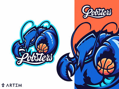 Lobsters mascot gaming logo design art3m art3m studios basketball basketball logo basketball team logo branding crabe logo esport esports logo homards illustration lobsters lobsters logo logo design mascot mascot logo seafood logo sport sport mascot sport mascot logo