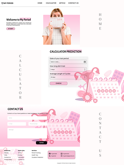 UI Design for Menstrual Cycle Tracking Website designcommunity designportfolio figmadesign icon menstrual menstrualcycle moderndesign periodtracker ui uidesign uxinspiration webappdesign webdesign website