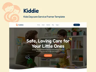 Kiddie — Kindergarten & Preschool art baby childcare childern clean colorful creativity daycare design fun kids kids school kindergarten landing page minimal play playground ui ux website