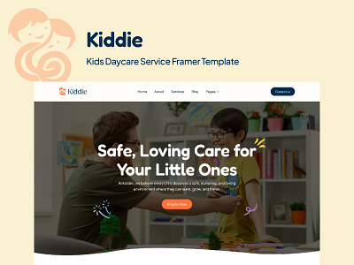 Kiddie — Kindergarten & Preschool art baby childcare childern clean colorful creativity daycare design fun kids kids school kindergarten landing page minimal play playground ui ux website