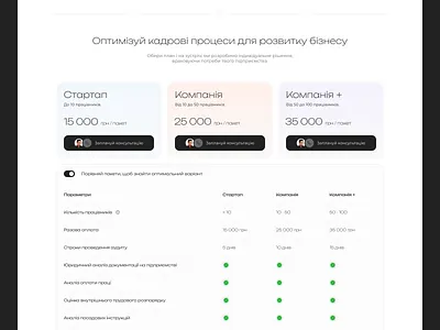 Pricing packages screen → Personnel audit company accounting app hr landing page law payment personal audit price pricing plans subscription ui ux website