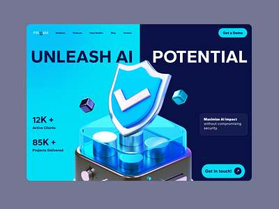 AI Security Company Concept Landing page 3d ai ai landing page ai website dashboard data dashboard data landing page data peformance data security landing data security website data website figma figma web fintech security website ui uiux web design