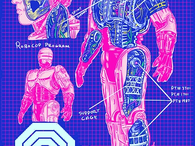 ROBOCOP 80s movies anatomy design drawing illustration procreate robocop robot scifi