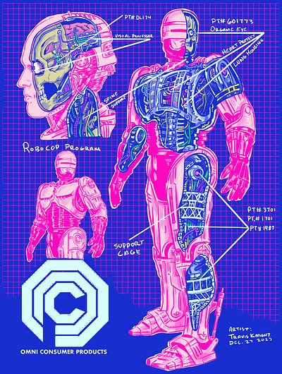 ROBOCOP 80s movies anatomy design drawing illustration procreate robocop robot scifi