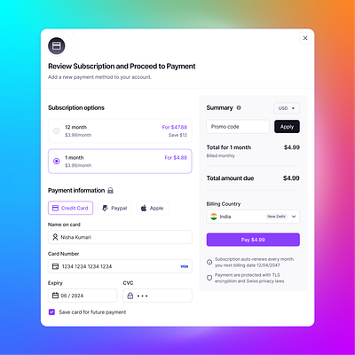 Payment Checkout Modal