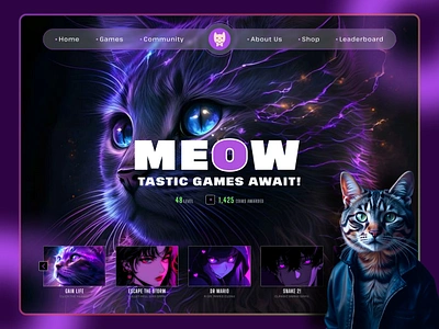 🎮🐾 Cat Gaming UI Design – Purrfect Playgrounds! battle creative vibes design trends fun design game design game interface gaming gaming plaform gaming ui gaming ui design gaming website design modern design modern gaming ui player playground saas game saas product uiux trends website design