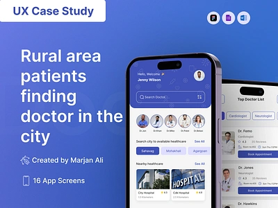 UX/UI case study rural area patients finding city doctor appdesign designforimpact digitalhealthcare doctor doctorapp doctorappoinment health healthcareapp healthtech medical medicalapp mobileapp mobileappdesign onlineappoinment paitentapp patient problemsolving science uxcasestudy uxdesign