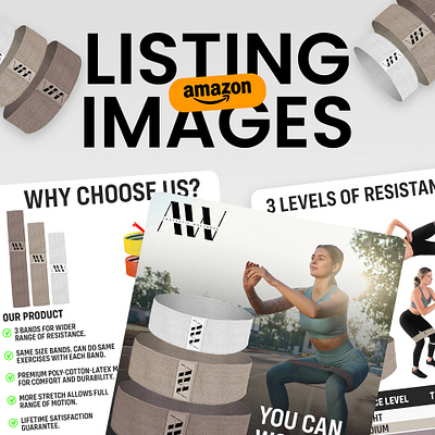 Amazon listing images A+ Content EBC | Exercise Band a content amazon amazon ebc amazon listing exercise bands infographic listing images product design product listing resistance bands