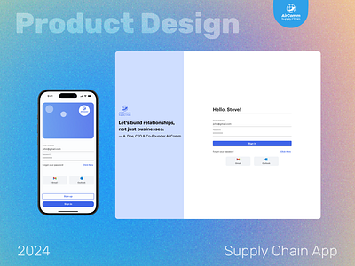 AirComm — Supply Chain App Log In app design desktop ecommerce mobile saas supplychain ui ux web