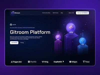 Gitroom Platform branding creative dark design designstudio github gradients graphic design illustration interface laning page logo logo design open source ui vector web design