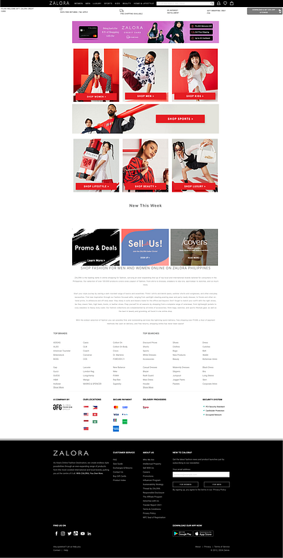 Ecommerce Website Home Page Design Zalora branding design ecommerce design site design ui ui design userexperience ux web design website design