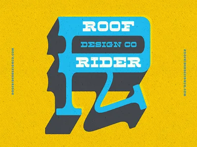 Roof Rider Design Co - R blue branding country grit grunge hand drawn illustration lettering r retro roofriderdesignco rrdc texture typography vintage western yellow