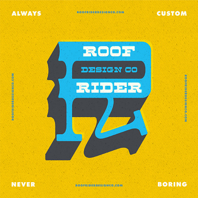 Roof Rider Design Co - R blue branding country grit grunge hand drawn illustration lettering r retro roofriderdesignco rrdc texture typography vintage western yellow