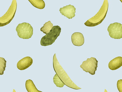 Pickle Pattern adobe fresco color digital painting food art food illustration food pattern illustration pattern design pickles repeating pattern surface pattern