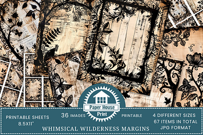 Whimsical Wilderness Paper Borders Vintage Junk Journals 3d animation branding graphic design motion graphics ui