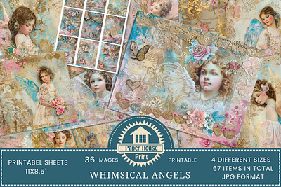 Whimsical Angels Mixed Media Collage Papers 3d animation branding logo motion graphics ui