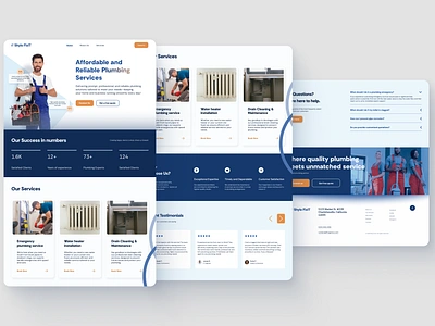 Plumbing website design blue clean design figma minimal plumbing professional web design website