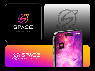 Space Protocol app brand branding crypto cryptocurrency design graphic design logo planet protocol s s logo space