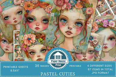 Whimsical Pastel Girls Mixed Media Portraits 3d animation graphic design logo motion graphics ui