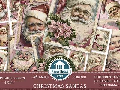 Vintage Christmas Santa's Junk Journal Kit animation graphic design logo motion graphics ui